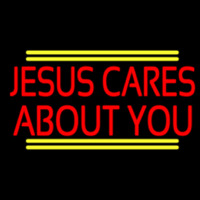 Red Jesus Cares About You Neon Skilt