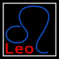 Red Leo Zodiac White Border Neon Skilt