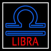 Red Libra Blue Zodiac White Border Neon Skilt