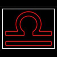 Red Libra White Border Neon Skilt