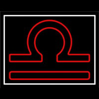 Red Libra White Border Neon Skilt