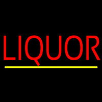 Red Liquor Yellow Line Neon Skilt