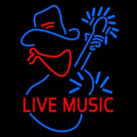 Red Live Music With Logo Block Neon Skilt