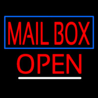 Red Mailbo  Blue Border Open Neon Skilt