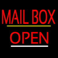 Red Mailbo  Open Yellow Line Neon Skilt
