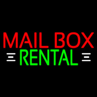 Red Mailbo  Rental With White Line Neon Skilt