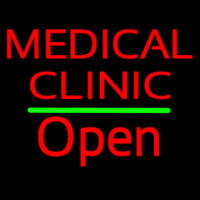 Red Medical Clinic Open Green Line Neon Skilt