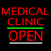 Red Medical Clinic Open Green White Line Neon Skilt