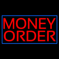 Red Money Order Blue Border Neon Skilt