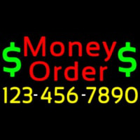 Red Money Order With Phone Number Neon Skilt