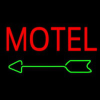 Red Motel With Green Arrow Neon Skilt