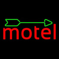 Red Motel With Green Arrow Neon Skilt