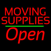 Red Moving Supplies Open Green Line 1 Neon Skilt