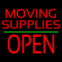 Red Moving Supplies Open Green Line 2 Neon Skilt