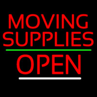 Red Moving Supplies Open Green Line 3 Neon Skilt