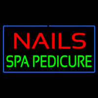 Red Nails Green Spa Pedicure With Blue Border Neon Skilt
