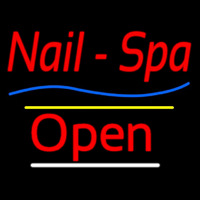 Red Nails Spa Open Yellow Line Neon Skilt