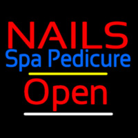 Red Nails Spa Pedicure Open Yellow Line Neon Skilt