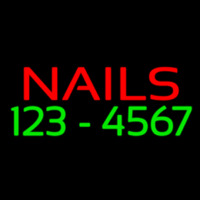 Red Nails With Phone Number Neon Skilt