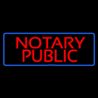 Red Notary Public Blue Border Neon Skilt