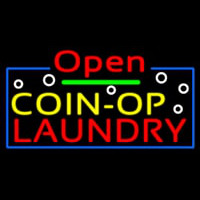 Red Open Coin Op Laundry Neon Skilt