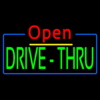 Red Open Green Drive Thru Neon Skilt