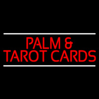 Red Palm And Tarot Cards Block With White Line Neon Skilt