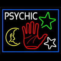 Red Palm Logo Psychic And Blue Border Neon Skilt