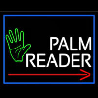 Red Palm Reader Arrow White Border Neon Skilt