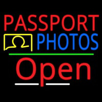 Red Passport Blue Photos With Open 3 Neon Skilt