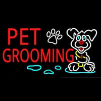 Red Pet Grooming Neon Skilt
