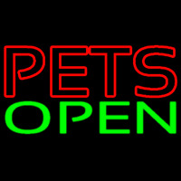Red Pets Green Open Neon Skilt