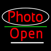 Red Photo With Open 3 Neon Skilt