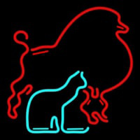 Red Poodle Dog Cat Logo Neon Skilt