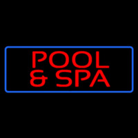 Red Pool And Spa Blue Border Neon Skilt