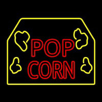 Red Popcorn Logo With Border Neon Skilt