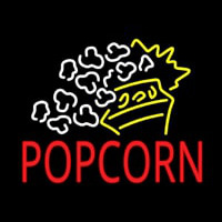 Red Popcorn With Logo Neon Skilt