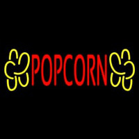 Red Popcorn Yellow Logo Neon Skilt
