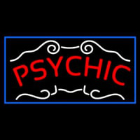 Red Psychic Blue Border Neon Skilt