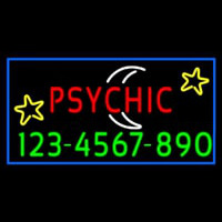 Red Psychic White Logo Phone Number Neon Skilt