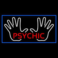 Red Psychic White Palms And Blue Border Neon Skilt