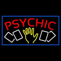 Red Psychic With Logo And Blue Border Neon Skilt