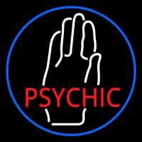 Red Psychic With White Palm Blue Border Neon Skilt