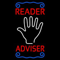 Red Reader Adviser With Palm Neon Skilt