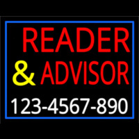 Red Reader Advisor With White Phone Number Neon Skilt