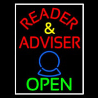 Red Reader And Advisor Open Neon Skilt