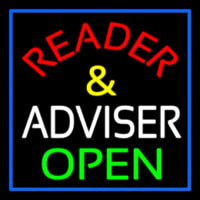 Red Reader And White Advisor Open Neon Skilt