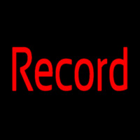 Red Record Cursive Neon Skilt