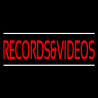 Red Records And Video Block White Line 1 Neon Skilt