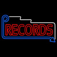 Red Records Block With Arrow Neon Skilt